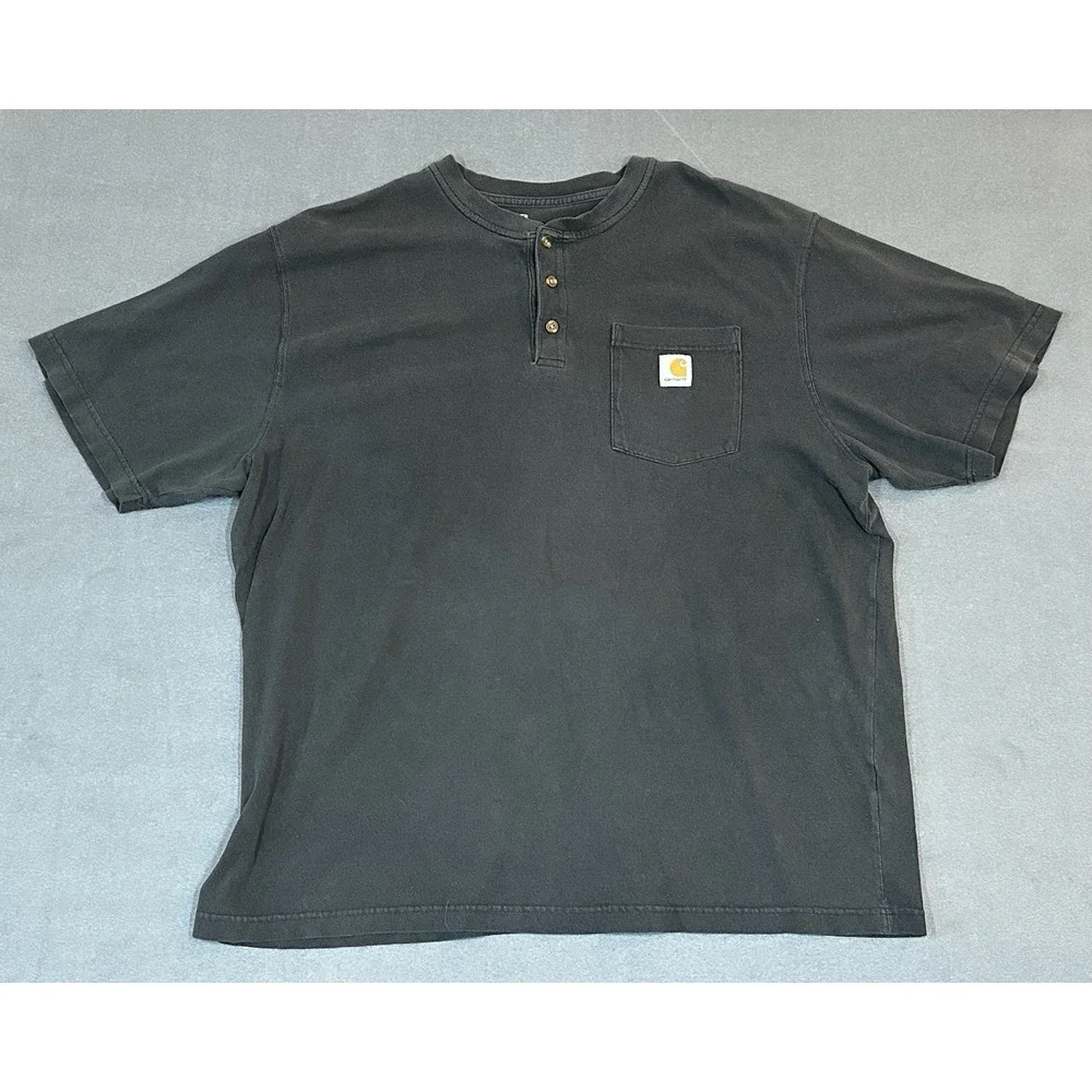 Carhartt Henley Short Sleeve Pocket T-Shirt Heavyweight Original Fit Size XL